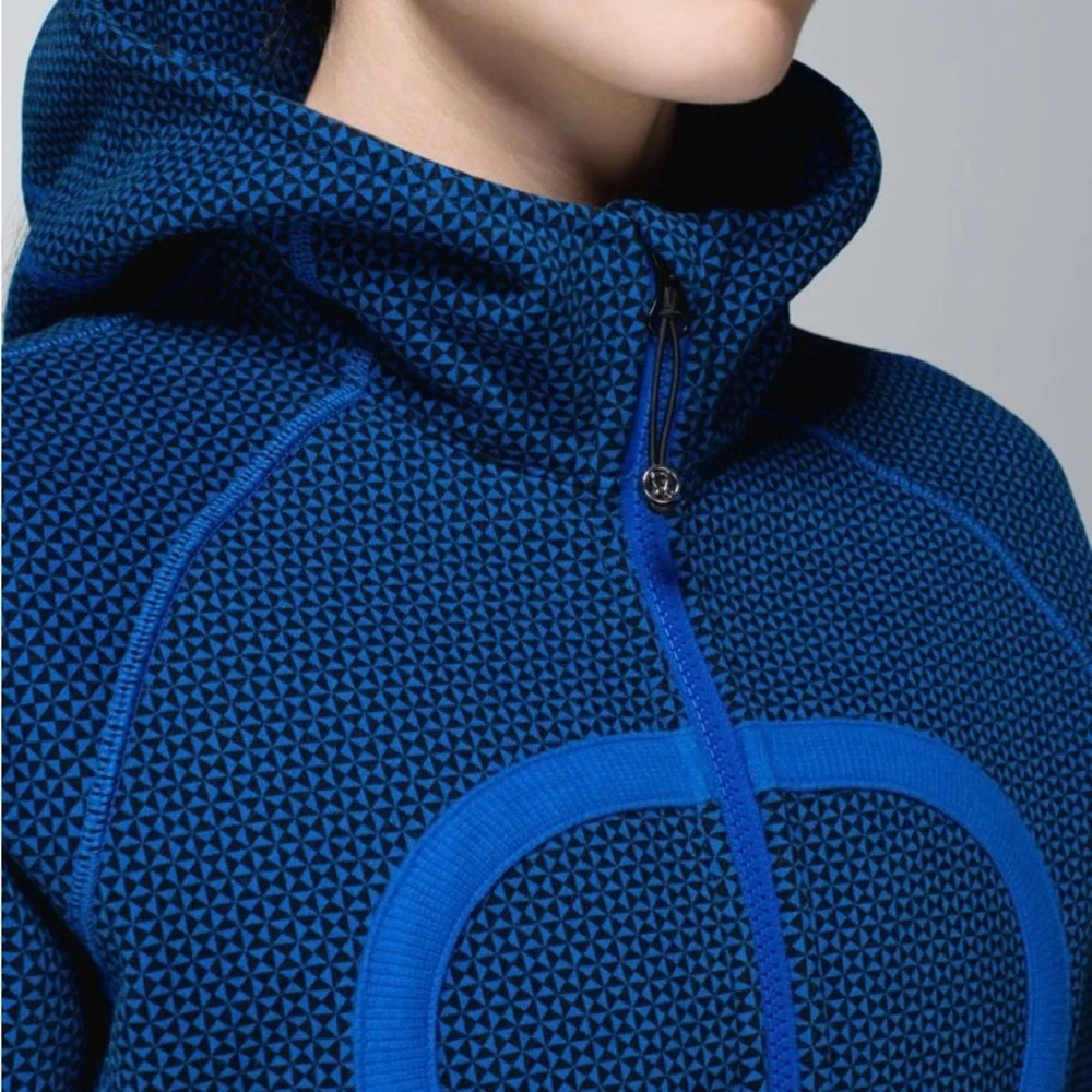 Lululemon Scuba Hoodie Double Diamond Baroque Blue Size 6 Preloved Condition